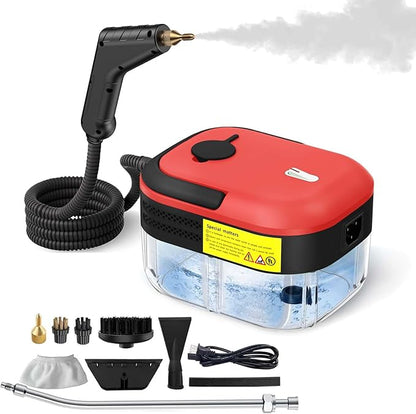 7-in-1 Handheld Steam Cleaner, 2200W High Pressure Steam Cleaner, 1.2L Portable Car Steam Cleaner for Home Kitchen, Bathroom, floor and Car Cleaning, 10s Fast Heating High Pressure Steam Cleaning, Red