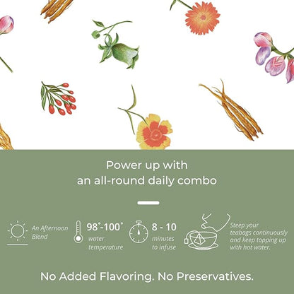 Tily Through The Day Wellness Tea - Antioxidant-Rich Herbal Tea - Caffeine Free - 10 Plastic-Free Teabags