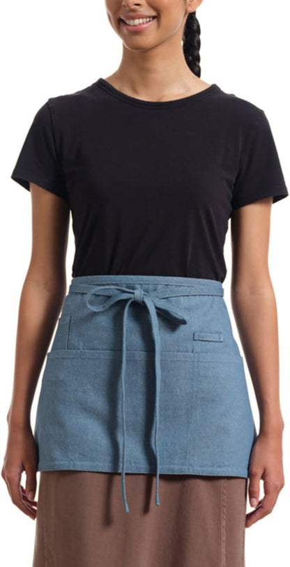 MEEMA Waist Aprons For Women With Pockets | Stylish Server Kitchen Apron Short, 23x13 Inches | Breathable Chef Apron for Cooking | Washable Cooking Aprons