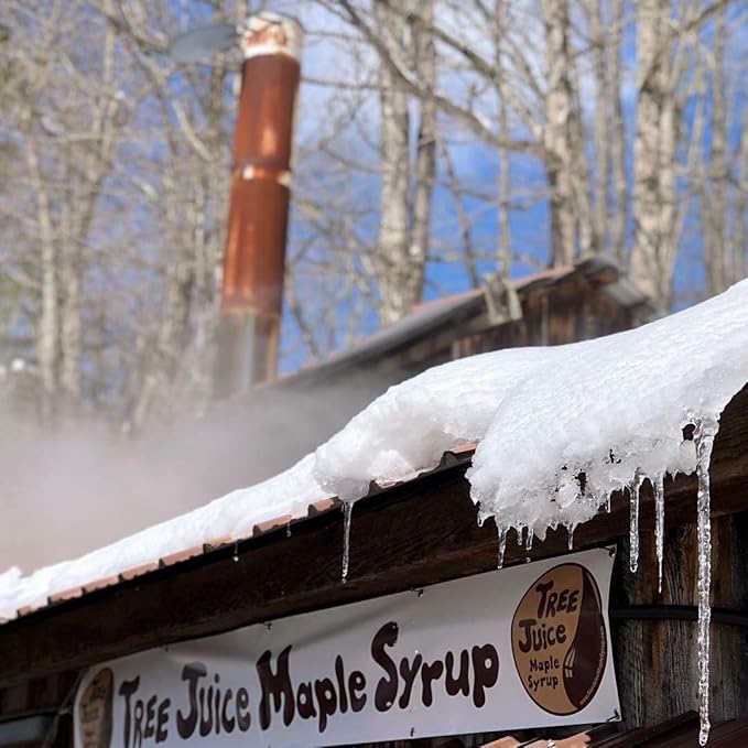 - Tree Juice Rye Whiskey Aged Barrel Maple Syrup™, Local Farm Made, 12 oz, Grade A Dark -
