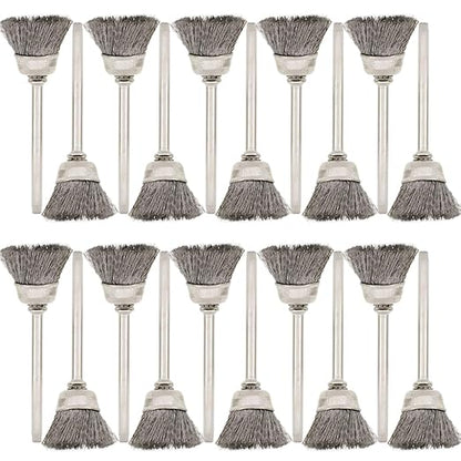 20PCS Wire Brushes - Metal Rust Removal, Polishing, Cleaning - 15mm Diameter, 3mm Shaft - Removes Burrs, Dust, and Oxide Layer - Handles Rough Surfaces - Designed for Industrial and DIY Enthusiasts