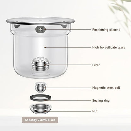 Enchanti Tea Pot, Magic Glass Teapot with Strainer,Magnetic Water Separation with Infuser -600ML/20.3oz
