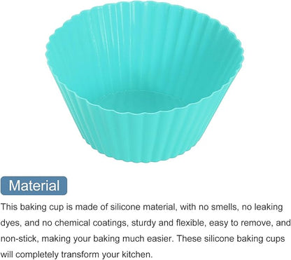 uxcell 42Pcs Silicone Cupcake Liners, Non-Stick Baking Cups, for Cooking Eggs, Baking Muffins and Make a Cake(Mint Green)