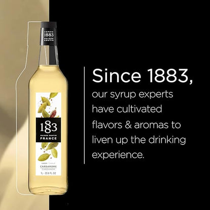 1883 Cardamom Syrup for Drinks, Made in France, 1 Liter Glass Bottle