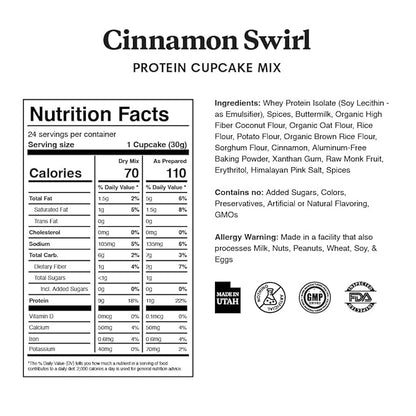 ProDough High Protein- Gluten Free Cupcake Mix, Low Carb, 13g of Protein per Cupcake, No Added Sugars, Keto Friendly, Makes 12, Healthy Dessert (Cinnamon Swirl)