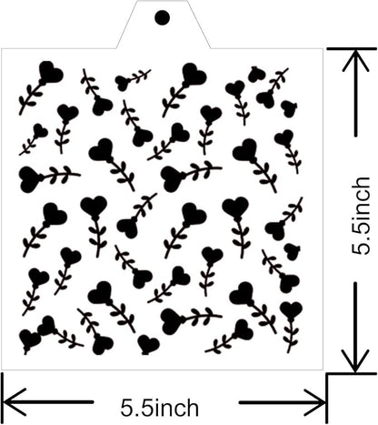 16 Pcs 5.5x5.5in Cookie Stencil Baking Stencils for Royal Icing Cookies, Airbrush Cookies; Sugar Cookie Stencils,Craft Painting Stencil, Stencil Genie Stencils (Heart), White