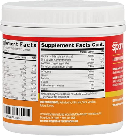AdvoCare Spark - Energy Drink Mix - Vitamin & Amino Acid Supplement - Supports Energy & Focus - Portable Immune Support - Sugar-Free - Mandarin Orange (10.5 oz)