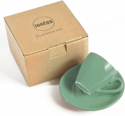 Porcelain Espresso Cup with Saucer, Espresso shot Cup, 80ml/2.7Oz, Cyan