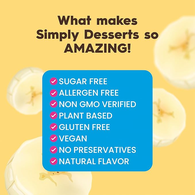 Simply Desserts Banana Instant Pudding, Sugar-Free, 6-Pack – Healthy Dessert, Keto Snacks, Vegan & Diabetic-Friendly, Kosher, 1.7 Oz Ea