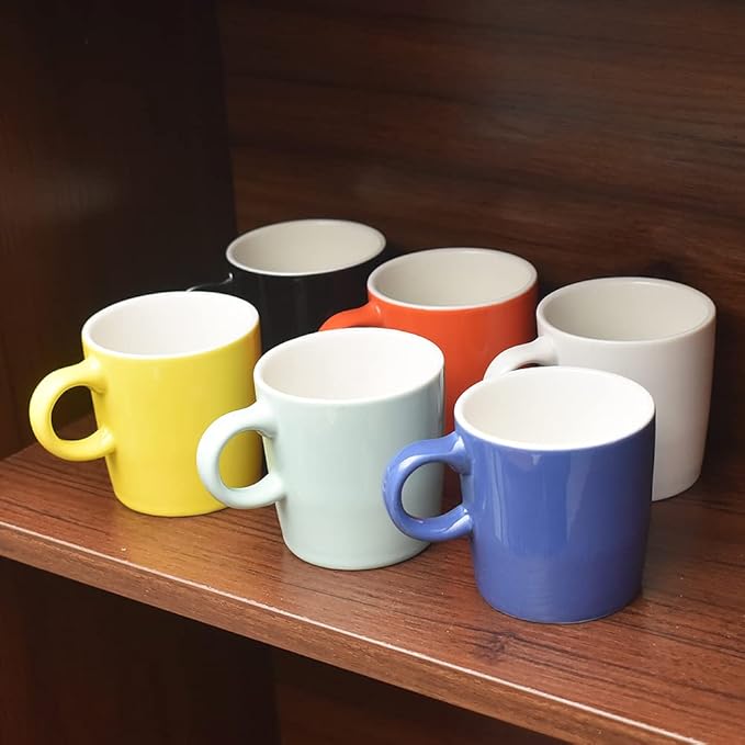 homEdge Mini Procelain Espresso Cup, 4 Ounces / 120 ml Tiny Ceramic Coffee Mugs Demitasse for Espresso, Tea- Set of 6, Navy
