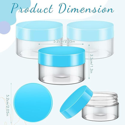 Patelai 4 Pieces Round Wide-mouth Leak Proof Plastic Container Jars with Lids for Travel Storage Makeup Beauty Products Face Creams Oils Salves Ointments DIY Making(1 Ounce,Blue)