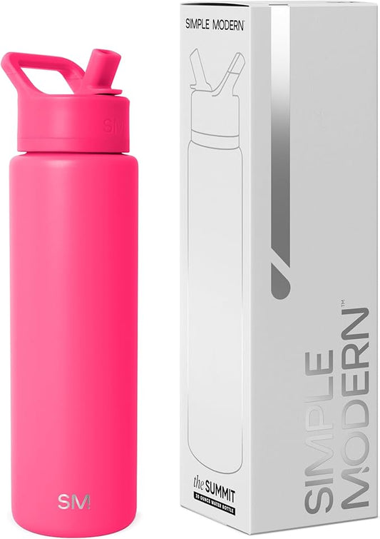 Simple Modern Water Bottle with Straw Lid | Vacuum Insulated Stainless Steel Metal Thermos | Reusable Leak Proof BPA-Free Flask for Sports Gym | Summit Collection | 30oz, Malibu