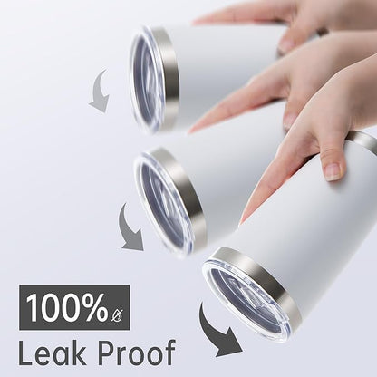20 oz Tumbler Stainless Steel Tumblers with Lid Double Wall Vacuum Insulated Coffee Mug 20oz Powder Coated Cup for Hot and Cold Drinks, White, 1 pack