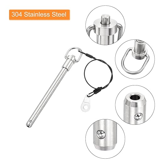 UXCELL 1 Pcs Quick Release Pin, 3/8" x 4" (Dia. x L), Stainless Steel, Silver