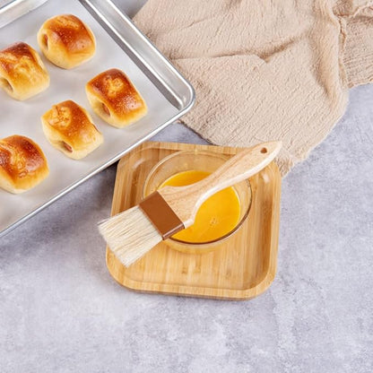 Restaurantware Pastry Tek 2 inch Wide Buttering Brush 1 Boar Bristle Pastry Brush - Hardwood Handle Built-In Hanging Hole Wood Basting Brush Sturdy Ferrule For Glazing And Basting
