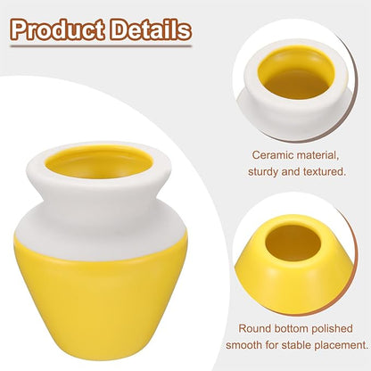 HARFINGTON Ceramic Chasen Stand 73mm Matcha Whisk Holder Teas Set Whisks Stand Traditional Matcha Tea Chasen Holder Tea Set Accessories for Tea Tasting, Yellow White