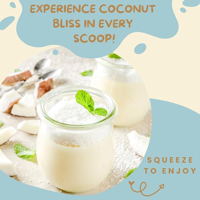 Alma Gourmet Coconut Topping Sauce Imported From Italy - Sweet Creamy Coconut Topping Ideal For Ice Cream, Waffles, Pancakes, Crepes, Pastries, Cakes, Overnight Oats, Drinks & Lattes - Convenient Squeeze Bottle - 17.6oz (500g)