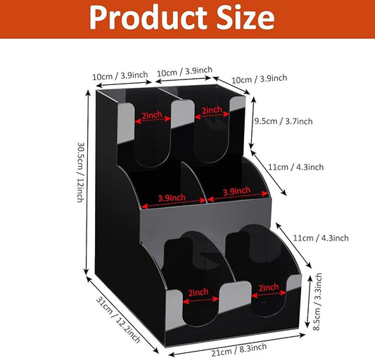 MYITYARD Coffee Station Organizer, Coffee Cup Holder for Countertop, Cup and Lid Dispenser with 6 Compartment, Cup and Condiment Station for Home, Kitchen, Office and Breakroom