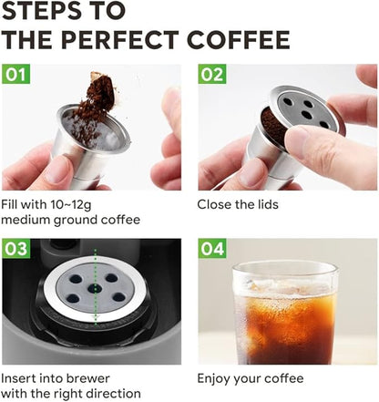 2 Pack Stainless Steel Reusable K Cups for K eurig Supreme & Supreme Plus, Five Hole Universal K-eurig Reusable Refillable coffee pod filter