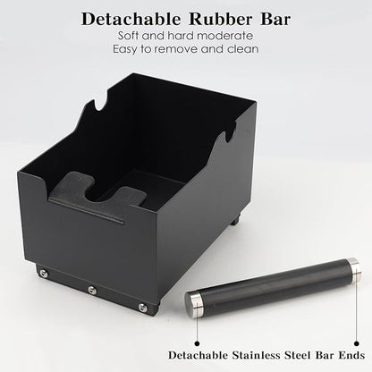 Espresso Knock Box, Stainless Steel Coffee Bag Container, With Steel Bracket And Noise Reducing Rubber Ring (Rectangle L-No base)