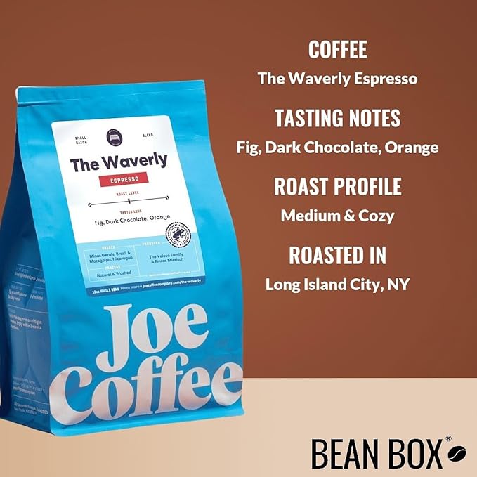 The Waverly Espresso - Roasted by Joe Coffee Company - Whole Bean Coffee - 5 Pound Bag