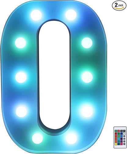 Foaky Colorful LED Letter Lights with Remote,Marquee Light Up Letters Sign for Night Light Wedding/Birthday Party Battery Powered Christmas Lamp Home Bar Decoration(O)