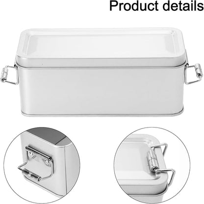 Metal Tin Box, Tinplate Metal Storage Tins Tea Container Rectangular Cookie Box With Lids For Storaging Cookies Snowflake Pastries Tea(S)