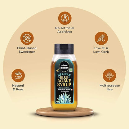 Urban Platter Mexican Blue Agave Syrup | 17.64 Oz (500g) | Natural Plant-Based Sweetener | Low Glycemic, Vegan & Gluten-Free | Perfect Sugar Alternative for Tea, Coffee, Baking & Desserts