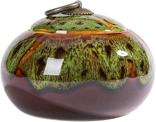 Ceramic Storage Jars, Exquisite Glaze Food Canisters for Kitchen Spice Storage,Tea Caddy Storage,Coffee Jar,Condiment Jar with Seald Lid (Green B)