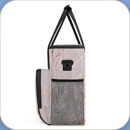 Abstract Rose Gold Marble Coffee Maker Carring Bag Travel Storage Tote Bag Compatible with Keurig K-Mini or K-Mini Plus Portable Single Serve Coffee Brewer Case with Pockets for K-cup Pods