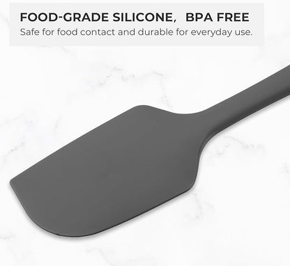Elihome Mini Silicone Spoonula - Non-Stick Heat Resistant Silicone Scraper Spatula for Mixing, Serving, Scraping, Stirring, and More, 8.75 Inch, Dark Grey