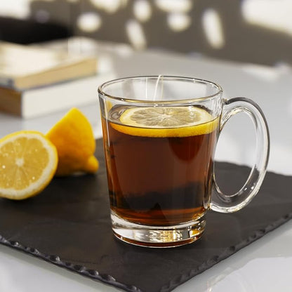 LEMONSODA Clear Large Glass Coffee Mug with Handles for Hot Beverages, Clear Mugs for Espresso, Tea, Cappucino, Latte, Juice (8.75 oz, 10.5 oz, 12 oz) (10.5 oz, Set of 6)