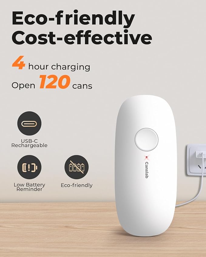 Ultrablade - USB Rechargeable Electric Can Openers for Senior with Arthritis- Automatic Kitchen Can Opener for Any Size Can, Smooth Edge, Small Handsfree One Touch Opener, Wall Mounted,White
