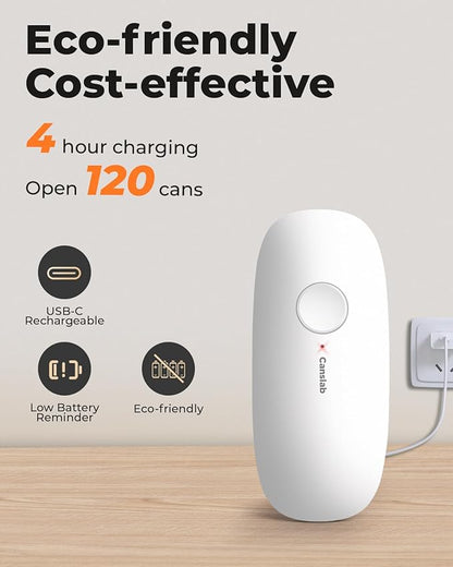 Ultrablade - USB Rechargeable Electric Can Openers for Senior with Arthritis- Automatic Kitchen Can Opener for Any Size Can, Smooth Edge, Small Handsfree One Touch Opener, Wall Mounted,White
