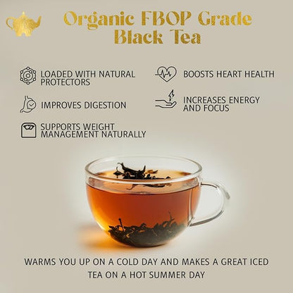 English Breakfast Tea, Organic Loose Leaf Black Tea – Robust, Full-Bodied, Classic Blend – Drink Hot or Iced – 4 oz Resealable Bag (Makes 50 Cups) – The Elegant Elephant