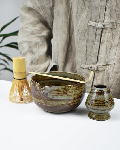 Artcome Premium Matcha Tea Set - 18.6oz Ceramic Bowl with Spout, Bamboo Whisk, Scoop, Whisk Holder & Brewing Guide - Durable & Elegant for Perfect Matcha Preparation