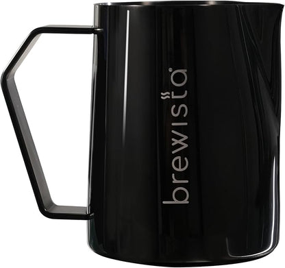 Brewista Precision Milk Frothing Pitcher, Steaming Jug, Coffee, Espresso Machine Accessories for Barista, Latte Art, Cappuccino, Stainless Steel Cup, 16 oz/480 ml, Matte Black