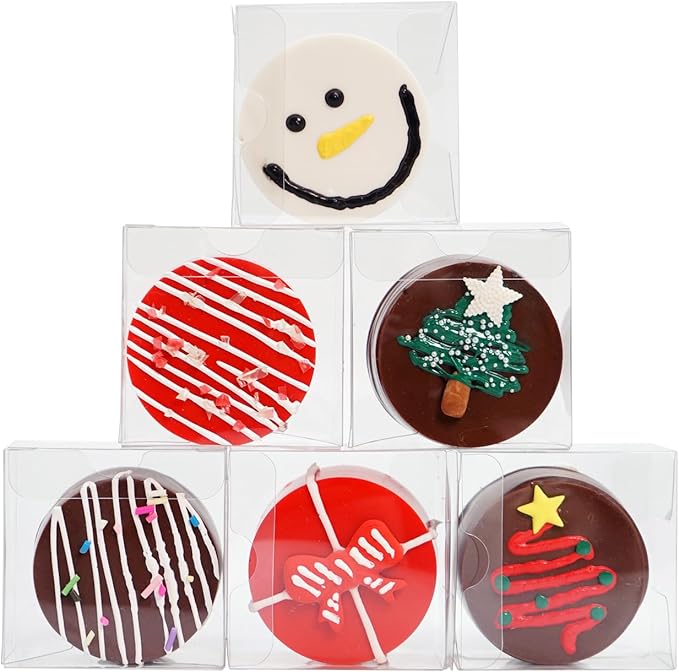 100pcs Clear Macaron Boxes Chocolate Covered Ore Cookie Boxes 2.17" x 2.17" x 1.38" Clear Favor Box Treat Pastry Box for Christmas Birthday Wedding