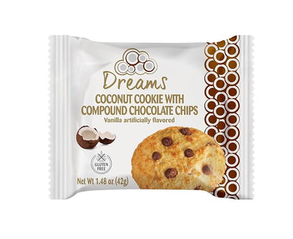 Dreams Coconut Cookies with Chocolate Chips – Vegan, Gluten-Free, High Protein Snack | Guilt-Free & Healthy Treat | 1 Box – 24 Units / 35.52oz