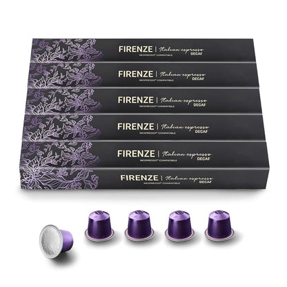 Decaf Italian 'Firenze' Espresso: Tastes Like Full-Caf | 100 Aluminum Capsules for Nespresso — Rich Flavor