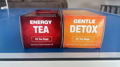Total Tea Detox Tea & Energy Set - 25 Day Detox - Herbal SIim Tea with Chamomile - Hibiscus Tea and Ginger Root for Colon Cleanse – Natural Citrus & Cinnamon Fruit Tea for Digestive Health