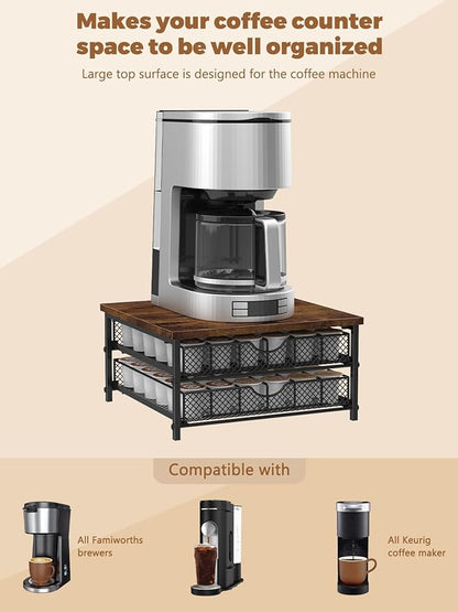 MOOACE Coffee Pod Holder for K Cup Holder Drawer Holder, Coffee Pod Drawer For Counter, 2 Tier K-Cup Storage With Sliding Baskets, 72 Capacity Pods Organizer Cups Capsule for Coffee Station, Black