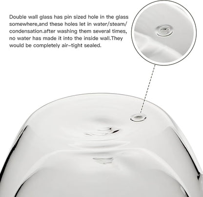 Aurzen 2 Pack Double Walled Glass Coffee Mugs with Handles 8.5oz, Large Insulated Layer Coffee Cups, Clear Borosilicate Mugs, Perfect for Cappuccino, Tea, Microwave Safe (8.5oz-2Pack)