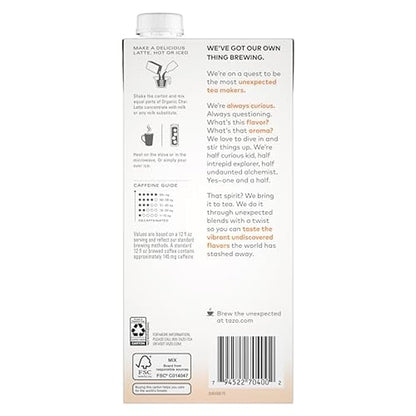 TAZO Organic Chai Latte Concentrate, Hot or Iced Black Tea, Easy-to-Serve, Everyday Lattes and Mocktails, 32 oz Carton (Pack of 2)