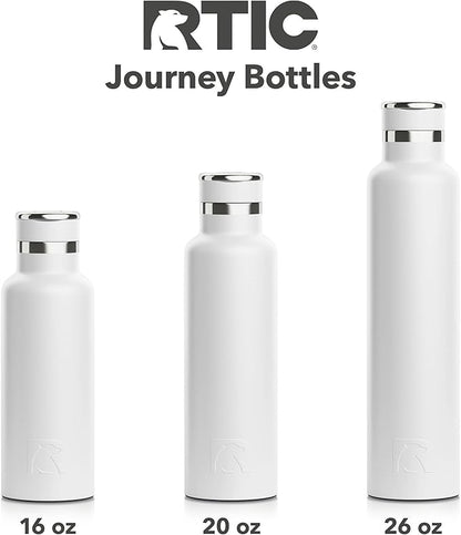 RTIC 16oz Journey Bottle Metal Stainless Steel Vacuum Insulated, BPA Free, Reusable, for Water, Hot and Cold Drinks, Travel, Sports, Camping, White