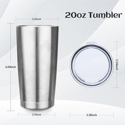 StarSpeed 20oz Tumbler Bulk with Lid, Stainless Steel Insulated Tumblers Double Wall Vacuum Insulated Travel Mug, Powder Coated Coffee Cups for Hot and Cold Drinks(Silver,1)