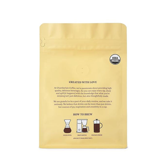 Chamberlain Coffee Pumpkin Spice Blend – Medium Roast Ground Coffee, Smooth and Well-Balanced with Warm Notes of Cinnamon, Nutmeg, and Clove, Freshly Roasted in California - 10 oz