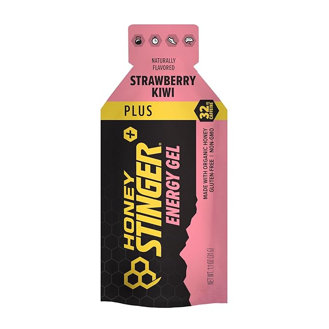 Honey Stinger Strawberry Kiwi Energy Gel, Caffeinated & Gluten Free with Organic Honey, for Exercise, Running and Performance, Sports Nutrition for Home & Gym, Pre and Mid Workout, 24 Pack