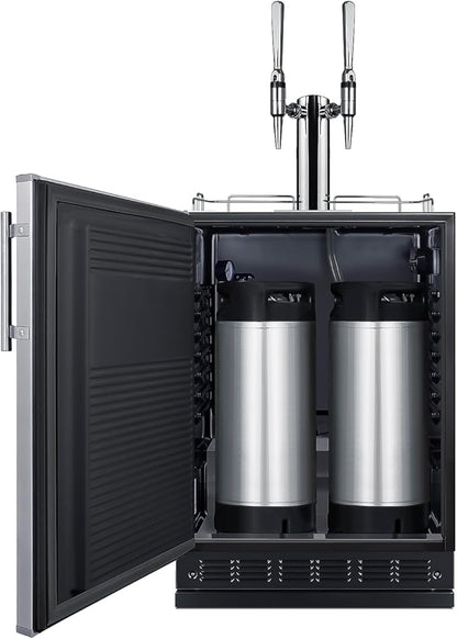 Summit Appliance 24" Wide Nitro Coffee Kegerator/Refrigerator Combo, Black Interior, Caster Wheels, Residential/Commercial Use (LHD, Nitro Coffee)