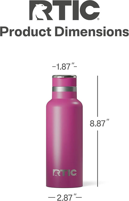 RTIC 16oz Journey Bottle Metal Stainless Steel Vacuum Insulated, BPA Free, Reusable, for Water, Hot and Cold Drinks, Travel, Sports, Camping, Very Berry